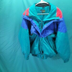Vintage Sub Zero Ladies M Colorblock Winter Jacket Nylon & Polyester Teal Blue R
